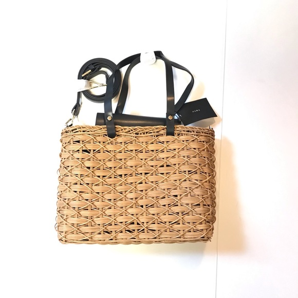 Zara Natural Basket bag in blk & Natural #cybersale - Picture 3 of 7